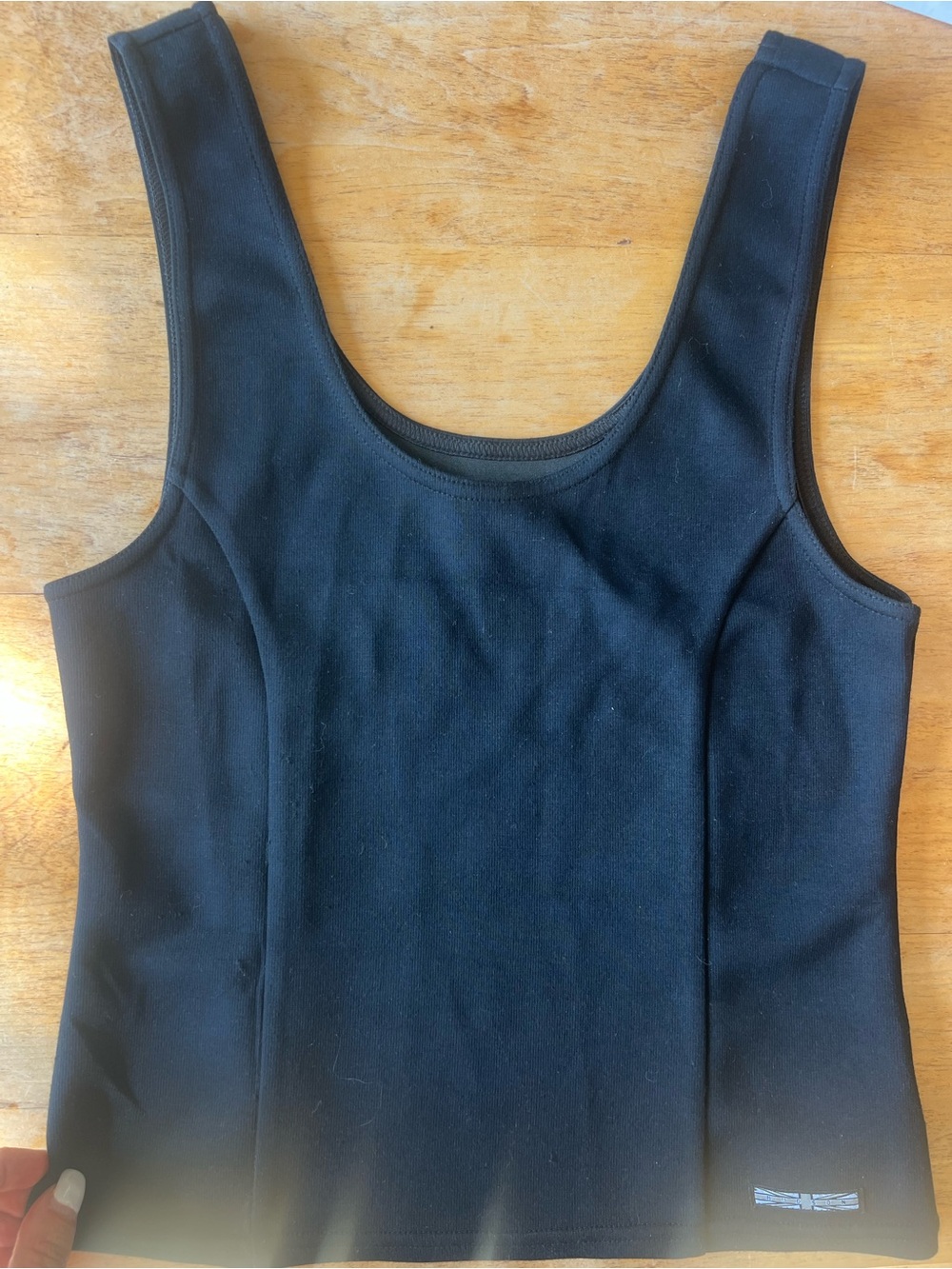 HUDSON medium size- square neck classic black tank top - thick material like new